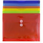JAM Paper Plastic Filing Envelopes with Button & String Tie - 9 3/4" x 11 3/4" - Assorted Colours - 6 Pack -Size: 9.75 x 1 x 13 inches