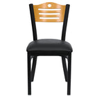 Flash Furniture HERCULES Series Black Slat Back Metal Restaurant Chair - Natural Wood Back, Black Vinyl Seat-Metal Chair
