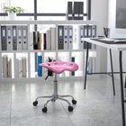 Flash Furniture Vibrant Pink Tractor Seat & Chrome Stool-5.5'' Height Range Adjustment