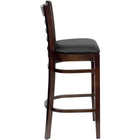 Flash Furniture HERCULES Series Ladder Back Walnut Wood Restaurant Barstools with Black Vinyl Seat - 2 Pack-Black Vinyl Upholstered Seat