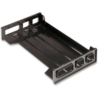 Korr Side Loading Desk Tray - Legal Size - Black-Sturdy, high-impact plastic offers excellent stability and support