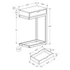 Monarch Specialties 3254 Accent Table - Chrome Metal/Dark Taupe With A Drawer-A large drawer provides hidden storage for magazines, mobile devices and remote controls