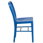 Flash Furniture Blue Metal Indoor-Outdoor Chair-Vertical Slat Back