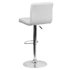 Flash Furniture 17 1/2" x 18" Quilted Vinyl Adjustable Height Bar Stool W/Chrome Base, White, 2 Pack-Quilted Design Covering