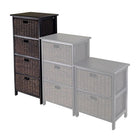 Winsome Omaha Storage Rack with 4 Foldable Baskets, Black-Includes 4 foldable baskets made from corn husk in chocolate colour