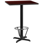 Flash Furniture Laminate 24" Square X-Base Table, Mahogany (XUMA2424T22B3F)-Bar Height Hospitality Table