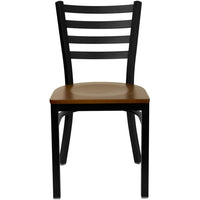 Flash Furniture HERCULES Series Black Ladder Back Metal Restaurant Chair - Cherry Wood Seat-Metal Chair