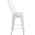 Flash Furniture 24" High Metal Indoor-Outdoor Counter Height Stool with Back - White-Stacks up to 8 Chairs High