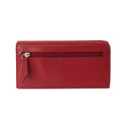 Club Rochelier Ladies Clutch Wallet with Checkbook & Gusset - Red-Front flap closure with snap