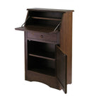 Winsome Regalia Secretary Desk, Antique Walnut-When it folds up, the sleek Walnut-Finished desk remains an elegant piece of furniture while conserving space.