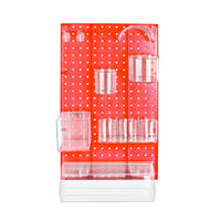 Azar 10-Piece Pegboard Wall Organizer Kit with One Panel and Accessory Assortment - Red-Sold in Multiples of: 1