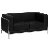 Flash Furniture HERCULES Imagination Series Contemporary Black LeatherSoft Loveseat with Encasing Frame-Modular Loveseat