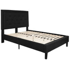 Flash Furniture Roxbury Full Size Tufted Upholstered Platform Bed - Black Fabric-Panel Headboard
