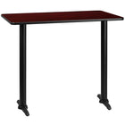 Flash Furniture 30" x 48" Rectangular Mahogany Laminate Table Top with 5" x 22" Bar Height Table Bases-Bar Height Hospitality Table