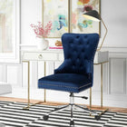Plata Import Boyel Upholstered Velvet Office Chair - Blue-Ergonomic