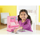 Learning Resources Pretend and Play Teaching ATM Bank - Pink-Features coin recognition, a mechanical bill feeder, and a pretend thumbprint sensor