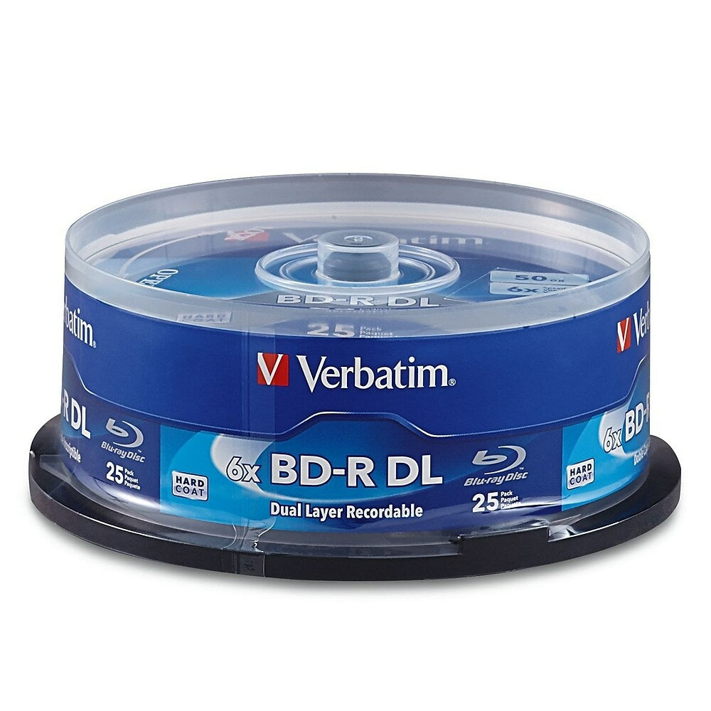 Verbatim BD-R DL 50GB 50枚 Verbatim 50 GB 6x BD-R, Branded Surface, Spindle, 25 Pack | staples.ca