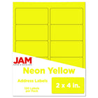 JAM Paper Laser/Inkjet Address Labels - 2" x 4" - Neon Yellow - 12 Pack-English only packaging