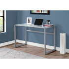 Monarch Specialties 7380 48" Computer Desk - Silver Metal/ White Tempered Glass-Ideal for a laptop or simply use as a writing desk