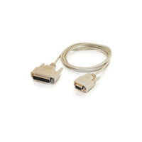 C2G DB25 Male to DB9 Female Null Modem Cable, 1.8m/6' (3019)-Use as a serial printer cable; DB25 (PC) to DB9 (AT)