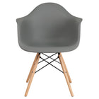 Flash Furniture Alonza Series Plastic Chair with Wooden Legs - Moss Grey - 2 Pack-Set of 2 Accent Side Chairs