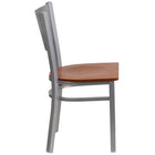 Flash Furniture HERCULES Series Silver Slat Back Metal Restaurant Chair - Cherry Wood Seat-Slat Back Design