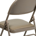 Flash Furniture HERCULES Series Ultra-Premium Triple Braced Beige Vinyl Metal Folding Chair with Easy-Carry Handle-Double Hinged