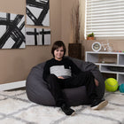 Flash Furniture Oversized Solid Grey Bean Bag Chair-Machine Washable Removable Slip Cover