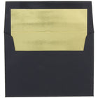 JAM Paper A8 Foil Lined Envelopes, 5.5 x 8.125, Black Linen with Gold Foil Lining, 50 Pack (3243680I)-Black linen with gold foil lined recycled envelope