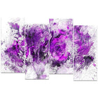 Designart Royal Purple Flowers 4-Panel Canvas Art Print, (PT3414-2-271)-Print