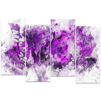 Designart Royal Purple Flowers 4-Panel Canvas Art Print, (PT3414-2-271)-Print