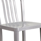 Flash Furniture 24" High Silver Metal Indoor-Outdoor Counter Height Stool with Vertical Slat Back-Footrest