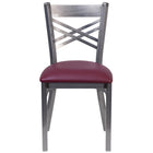 Flash Furniture HERCULES Series Clear Coated "X" Back Metal Restaurant Chair - Burgundy Vinyl Seat-Metal Chair
