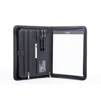 Valentino Writing Pad In Synthetic Leather, Black-Letter zip around writing pad