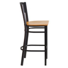Flash Furniture HERCULES Series Black Circle Back Metal Restaurant Barstool with Natural Wood Seat - Black-Circle Back Design