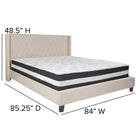 Flash Furniture Riverdale King Size Tufted Upholstered Platform Bed in Beige Fabric with Pocket Spring Mattress-Beige Fabric Upholstery