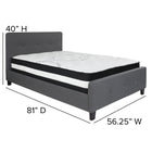 Flash Furniture Tribeca Full Size Tufted Upholstered Platform Bed with Pocket Spring Mattress - Dark Grey Fabric-Dark Grey Fabric Upholstery