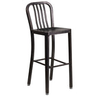 Flash Furniture 30" High Black-Antique Gold Metal Indoor-Outdoor Barstool with Vertical Slat Back-500 lb. Weight Capacity