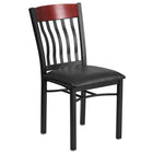 Flash Furniture Eclipse Series Vertical Back Black Metal & Mahogany Wood Restaurant Chair with Black Vinyl Seat-500 lb. Weight Capacity