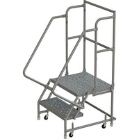 Tri-Arc Manufacturing Deep Top Step Rolling Ladder, Platform Height: 20", No. of Steps: 2, Step Width: 16" (KDSR102166-D2)-No. of Steps: 2