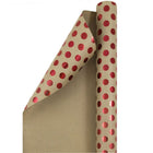 JAM Paper Kraft Wrapping Paper Rolls, Green Foil Dots and Red Foil Dots Assortment, 50 Sq. Ft, 2 Pack-3