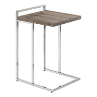 Monarch Specialties 3638 Accent Table - 25"H/Dark Taupe/Chrome Metal-Thick, rectangular tabletop in a dark taupe wood-look finish is wide to offer a more generous surface