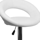 Flash Furniture Contemporary White Vinyl Rounded Back Adjustable Height Barstool with Chrome Base, 2 Pack-Height Adjustable Seat with Gas Lift