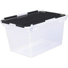 Storex Reinforced Flip Top Letter/Legal File Box, 45L, Frosted/Black-Holds letter or legal hanging folders or files