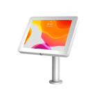 CTA Digital Paragon Curved Neck Enclosure for 10.2" iPad Gen 5 - 7, Air 1 - 3 Gen, 9.7", 10.5" and 11" Pro - White-45-degree curved metal gooseneck