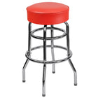 Flash Furniture Double Ring Chrome Barstool with Red Seat-Metal Barstool
