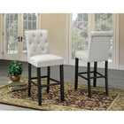 Brassex Soho Tufted 29' Bar Stool, Beige, 2 Pack-2