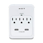 NXT Technologies NX54320-CA NX54320, 3-Outlet 2 USB Wall Tap, 600 Joules, White-3 standard outlets with 2 USB-A ports (2.4Amp)