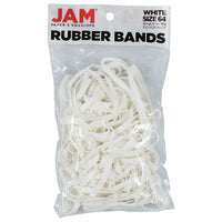 JAM Paper Colored Rubber Bands - Size 64 - 100 Pack - White-Color: White