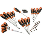 Dynamic Tools 36 Piece Screwdriver & Bit Set, Comfort Grip Handles-Contains: 4 Phillips®: #0, #1, #2, #3, 1 Phillips® Stubby: #2, 5 Slotted: 5/32", 3/16", 1/4", 5/16", 3/8", 1 Slotted Stubby: 1/4", 4 Square Recess: #0, #1, #2, #3, 2 Square Recess Stubby: #1, #2, 1 Offset Phillips®: #1, #2, 1 Offset Slotted: 3/16", 1/4", 1 Offset Square Recess: #1, #2, Circuit Tester (110v Only), Magnetic Bit Holder, Torx® Bits: T10, T15, T20, T25, T27, T30, T40, Hex Bits: 2, 2.5, 3, 4, 5, 6, 8 mm